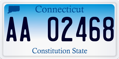CT license plate AA02468