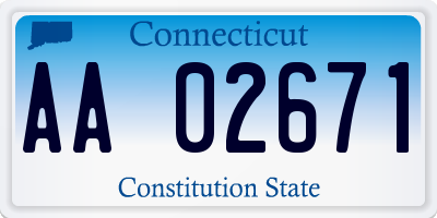 CT license plate AA02671
