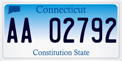 CT license plate AA02792