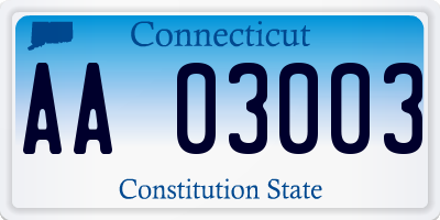 CT license plate AA03003