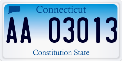 CT license plate AA03013