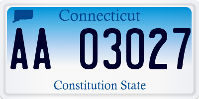 CT license plate AA03027