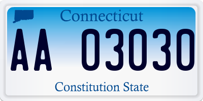 CT license plate AA03030