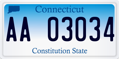 CT license plate AA03034