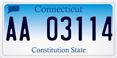 CT license plate AA03114