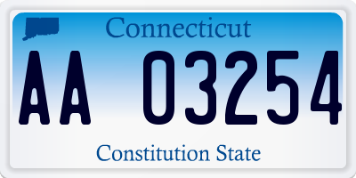 CT license plate AA03254