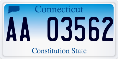 CT license plate AA03562