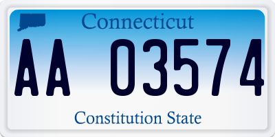 CT license plate AA03574