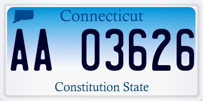CT license plate AA03626