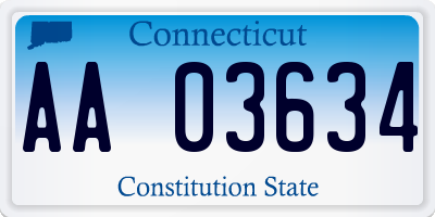 CT license plate AA03634