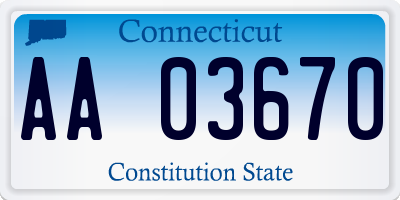 CT license plate AA03670