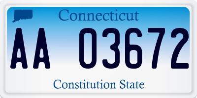 CT license plate AA03672