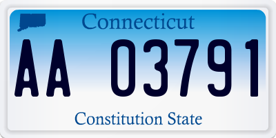 CT license plate AA03791