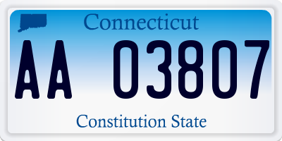 CT license plate AA03807