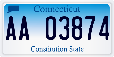 CT license plate AA03874
