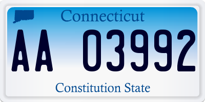 CT license plate AA03992