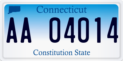 CT license plate AA04014