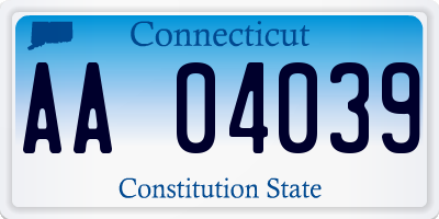 CT license plate AA04039
