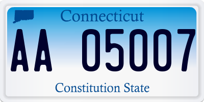 CT license plate AA05007