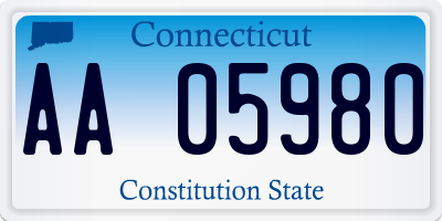 CT license plate AA05980