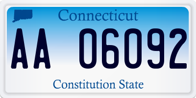 CT license plate AA06092