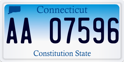 CT license plate AA07596