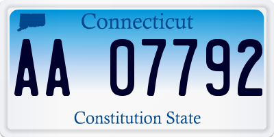 CT license plate AA07792