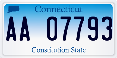 CT license plate AA07793
