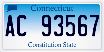 CT license plate AC93567
