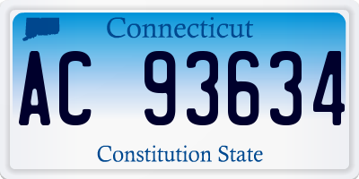 CT license plate AC93634