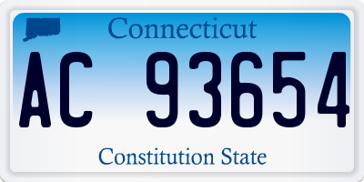 CT license plate AC93654