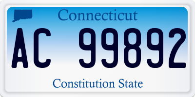 CT license plate AC99892