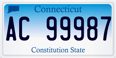CT license plate AC99987