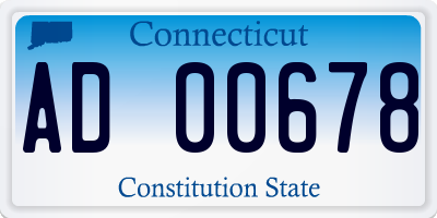 CT license plate AD00678
