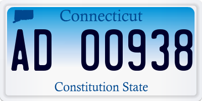 CT license plate AD00938