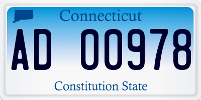 CT license plate AD00978