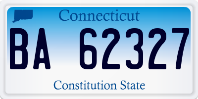 CT license plate BA62327