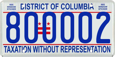DC license plate 800002