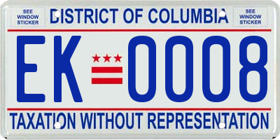 DC license plate EK0008