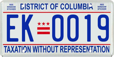 DC license plate EK0019