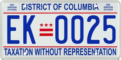 DC license plate EK0025