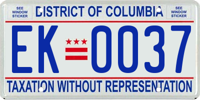 DC license plate EK0037