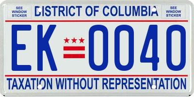 DC license plate EK0040