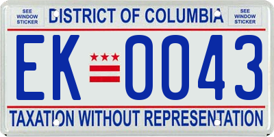 DC license plate EK0043