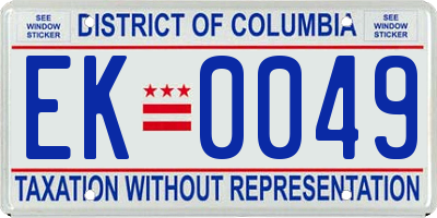 DC license plate EK0049