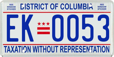 DC license plate EK0053