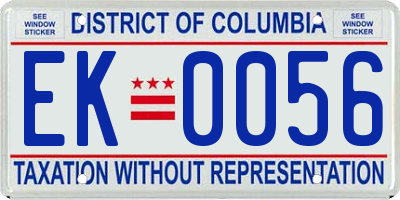 DC license plate EK0056