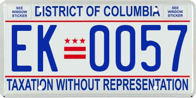 DC license plate EK0057