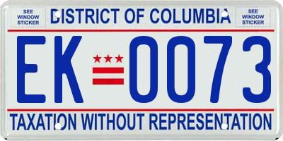 DC license plate EK0073