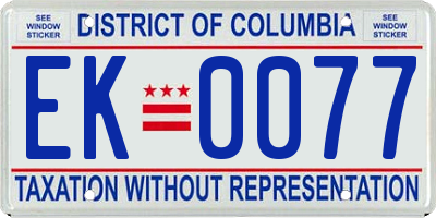 DC license plate EK0077